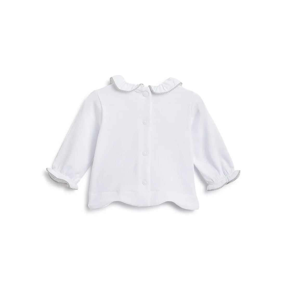 Girls White Embroidered Top With Leggings