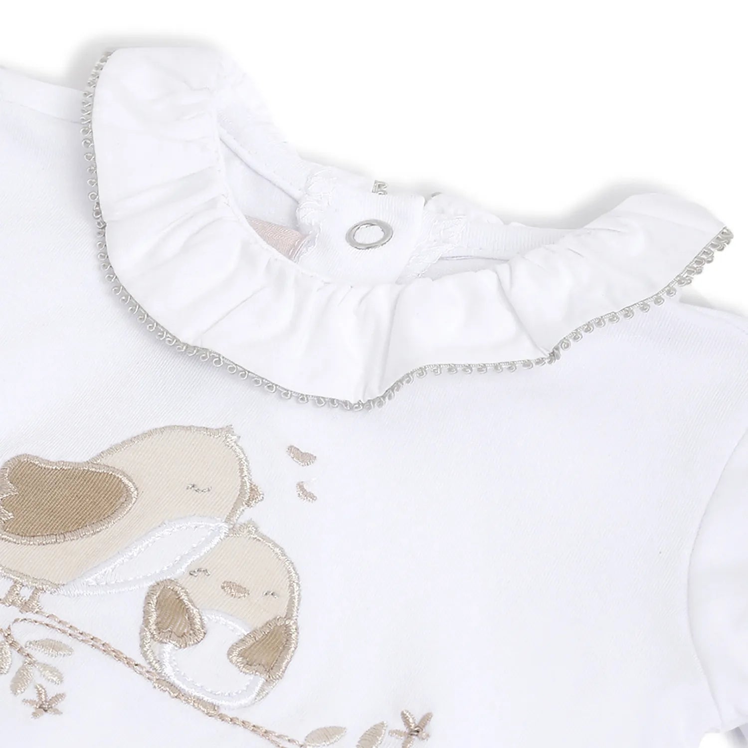 Girls White Embroidered Top With Leggings