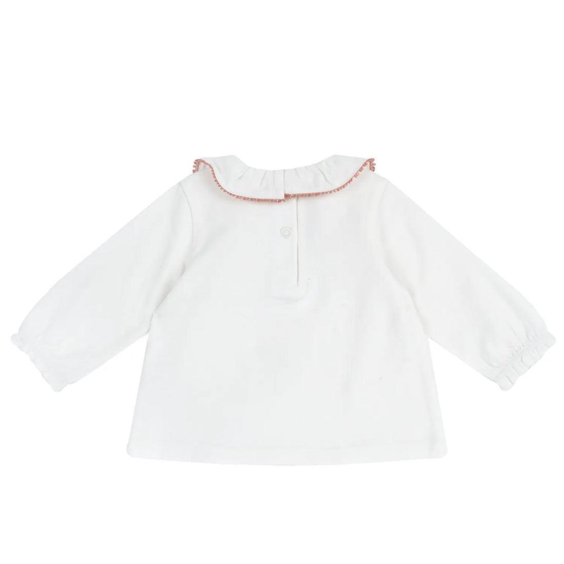 Girls White Floral Embroidered Long Sleeve Top