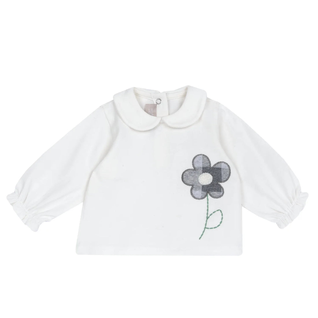 Girls White Floral Embroidered T-shirt