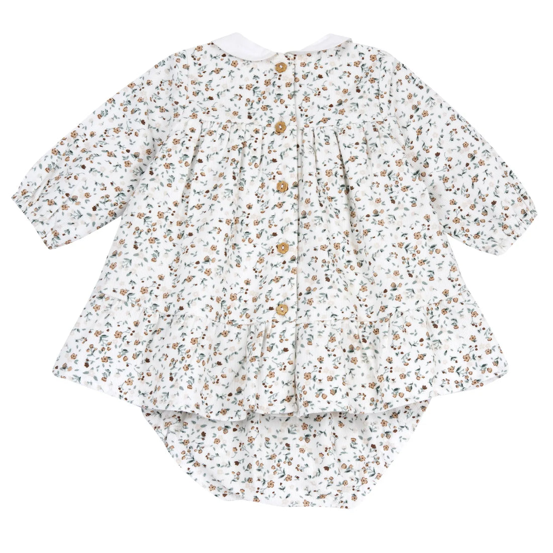 Girls White Floral Printed Dress with Panties