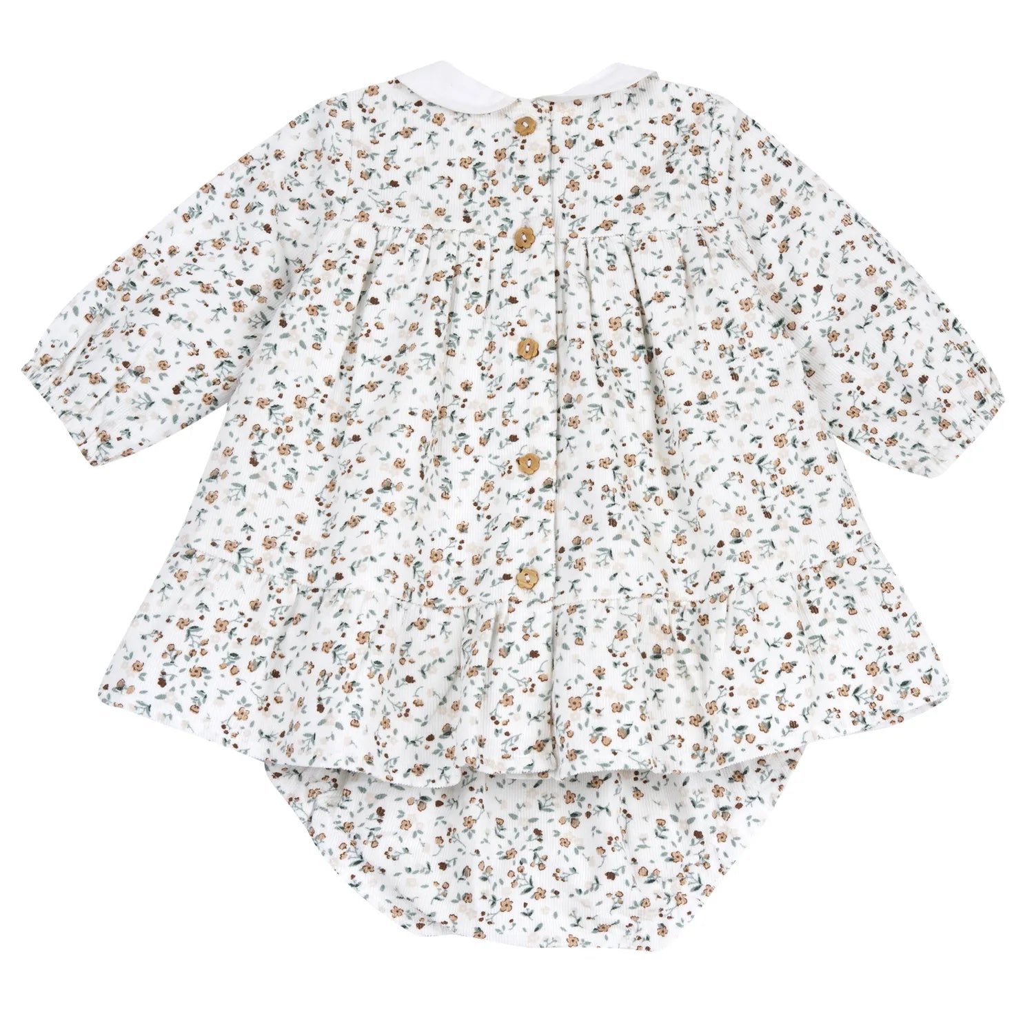 Girls White Floral Printed Dress with Panties
