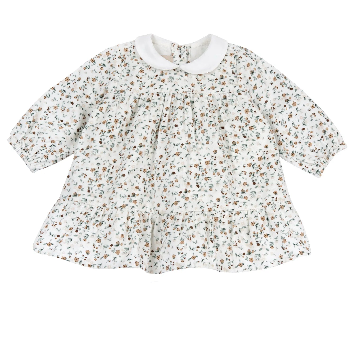 Girls White Floral Printed Dress with Panties