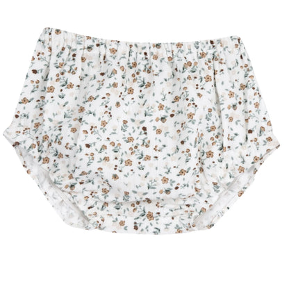 Girls White Floral Printed Dress with Panties