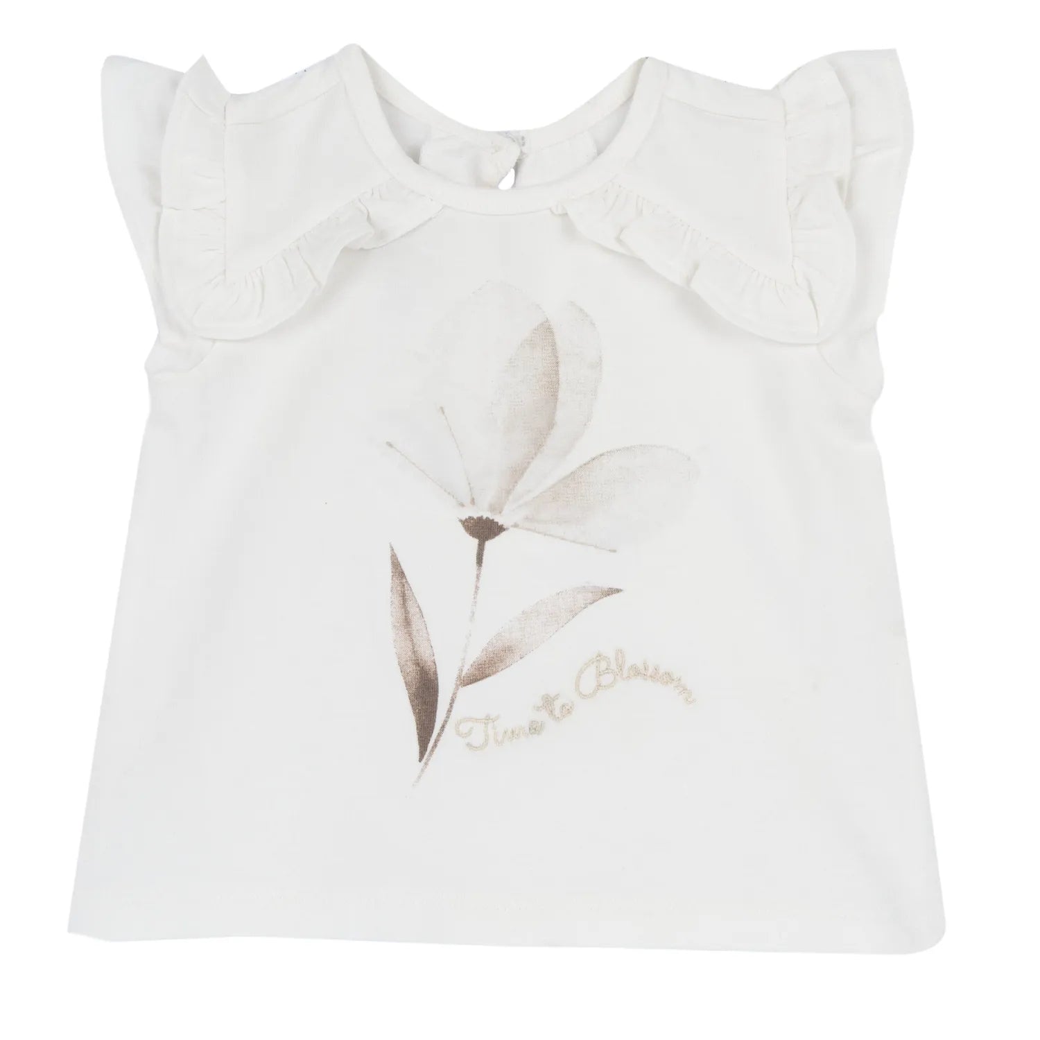 Girls White Floral Printed Top