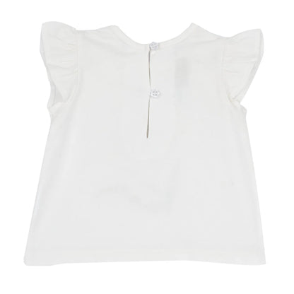 Girls White Floral Printed Top