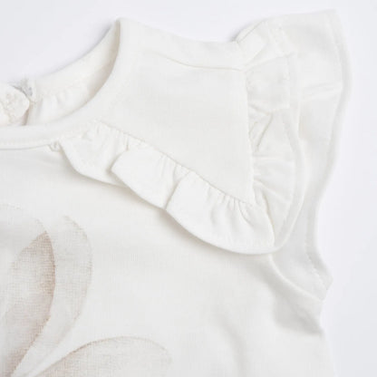 Girls White Floral Printed Top