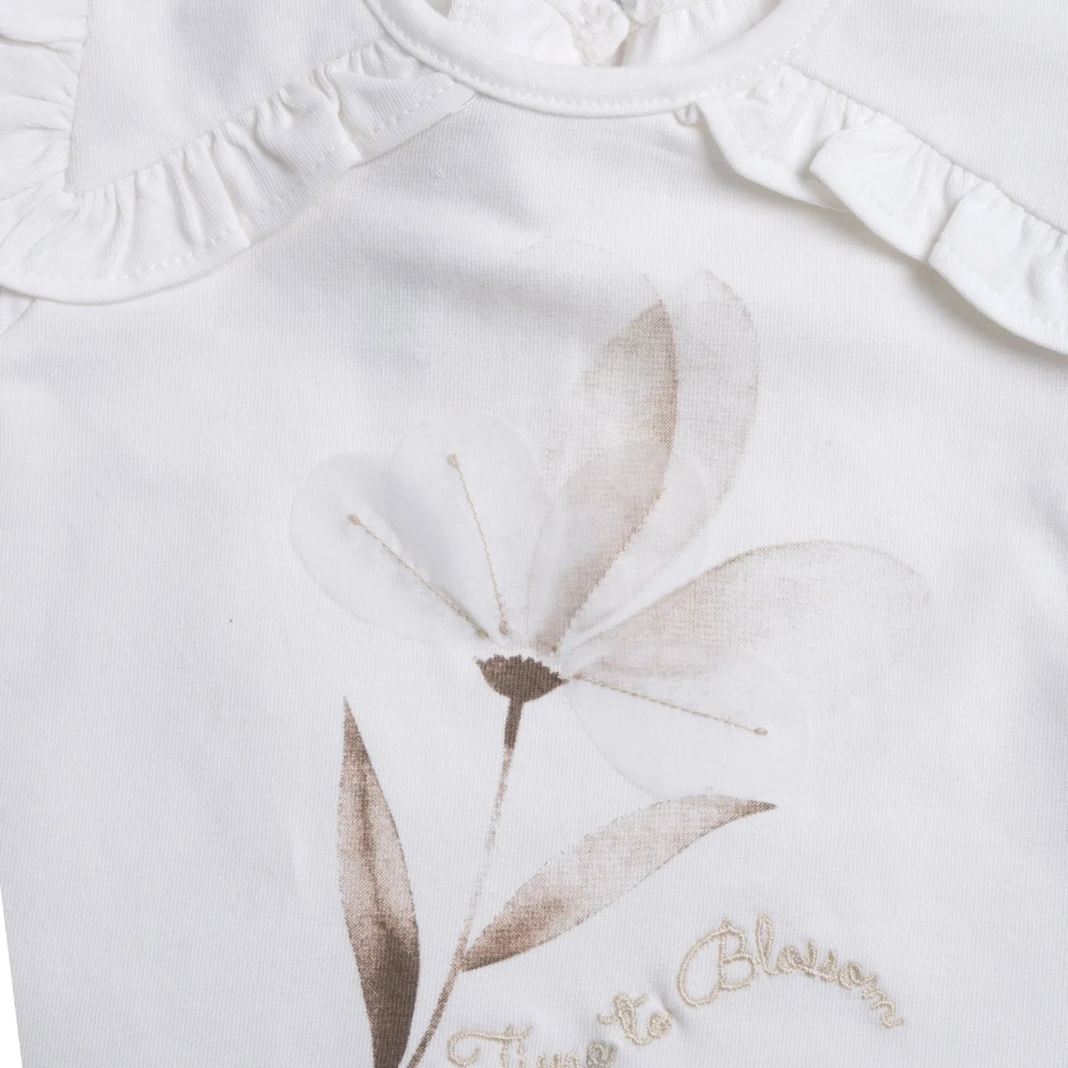 Girls White Floral Printed Top