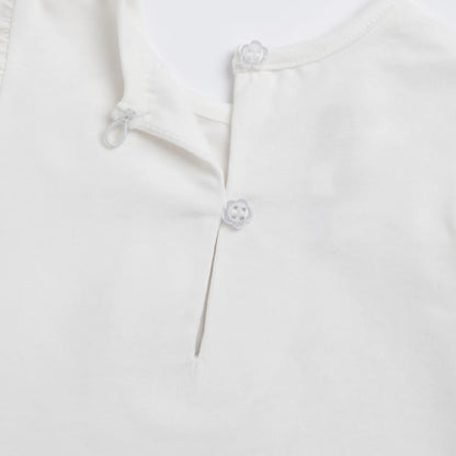 Girls White Floral Printed Top