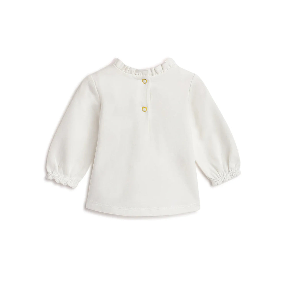 Girls White Floral Printed T-shirt