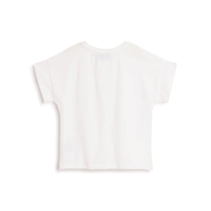 Girls White Floral Printed T-shirt