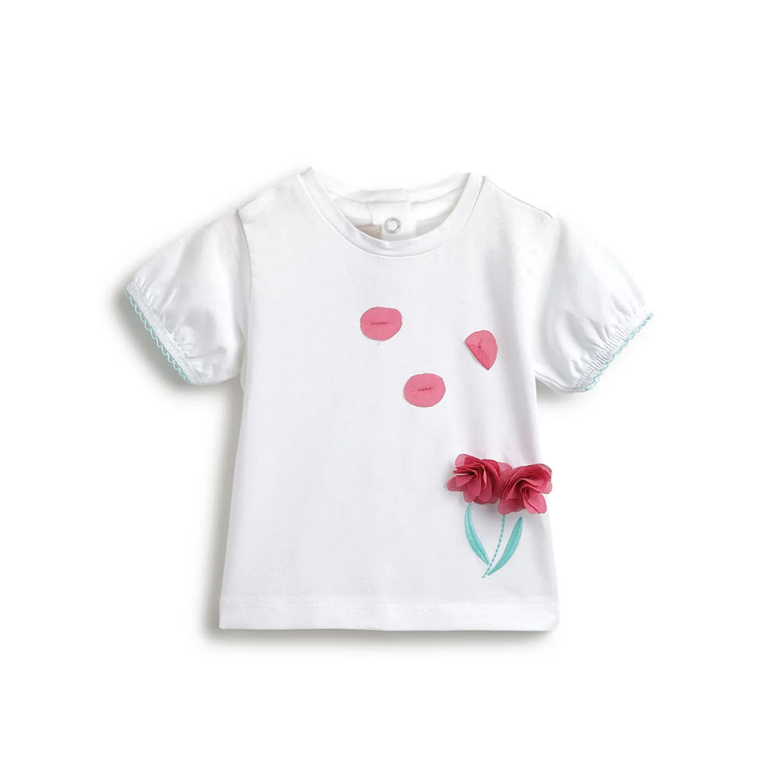 Girls White Floral Printed Top