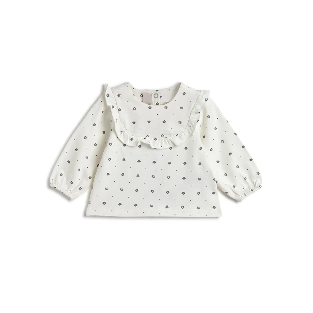 Girls White Floral Printed Top