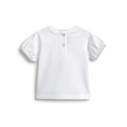 Girls White Floral Printed Top