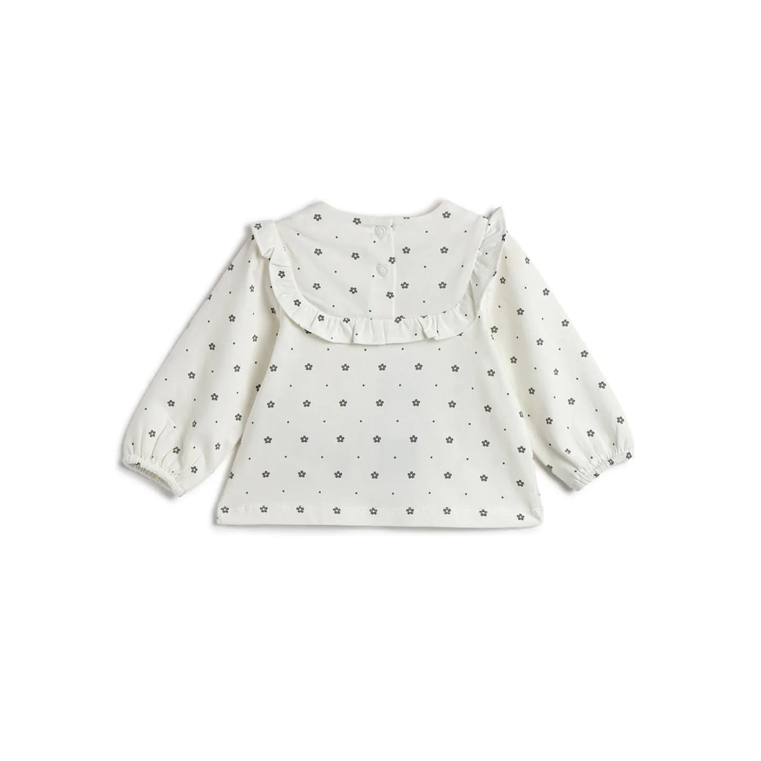 Girls White Floral Printed Top