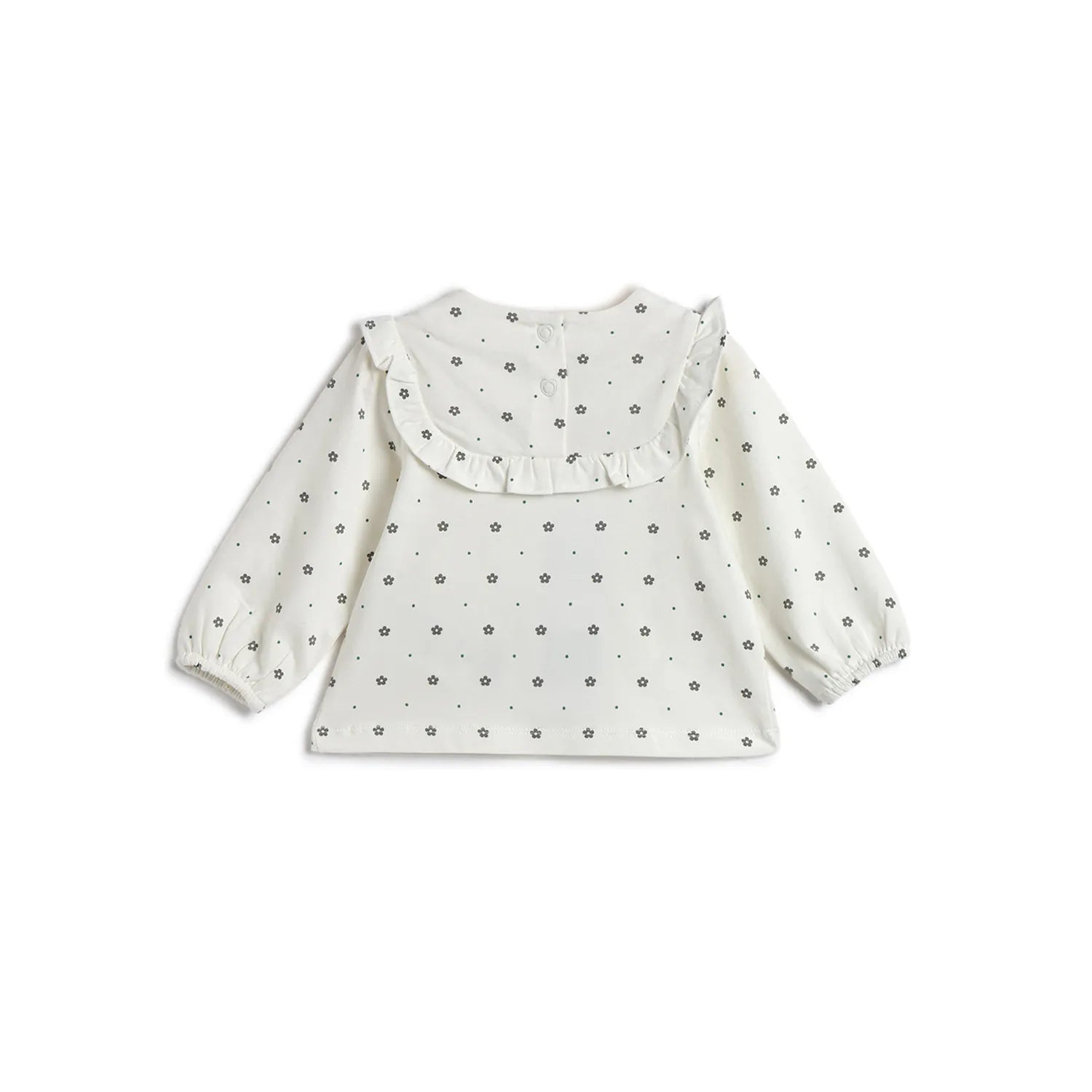 Girls White Floral Printed Top