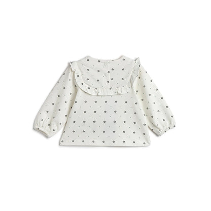 Girls White Floral Printed Top