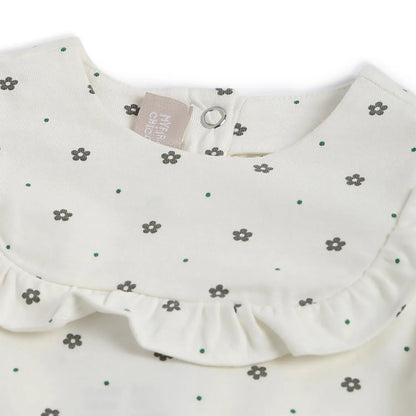 Girls White Floral Printed Top