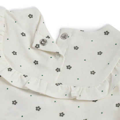 Girls White Floral Printed Top