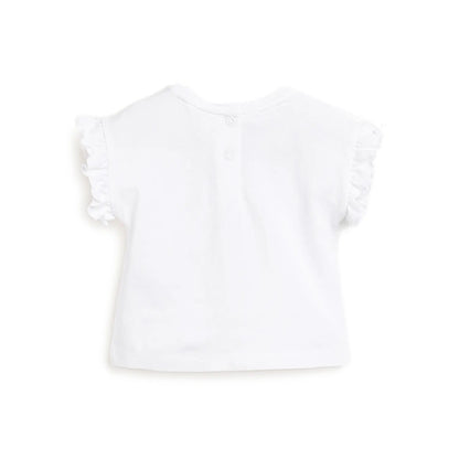 Girls White Graphic Printed T-shirt