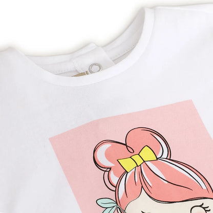 Girls White Graphic Printed T-shirt
