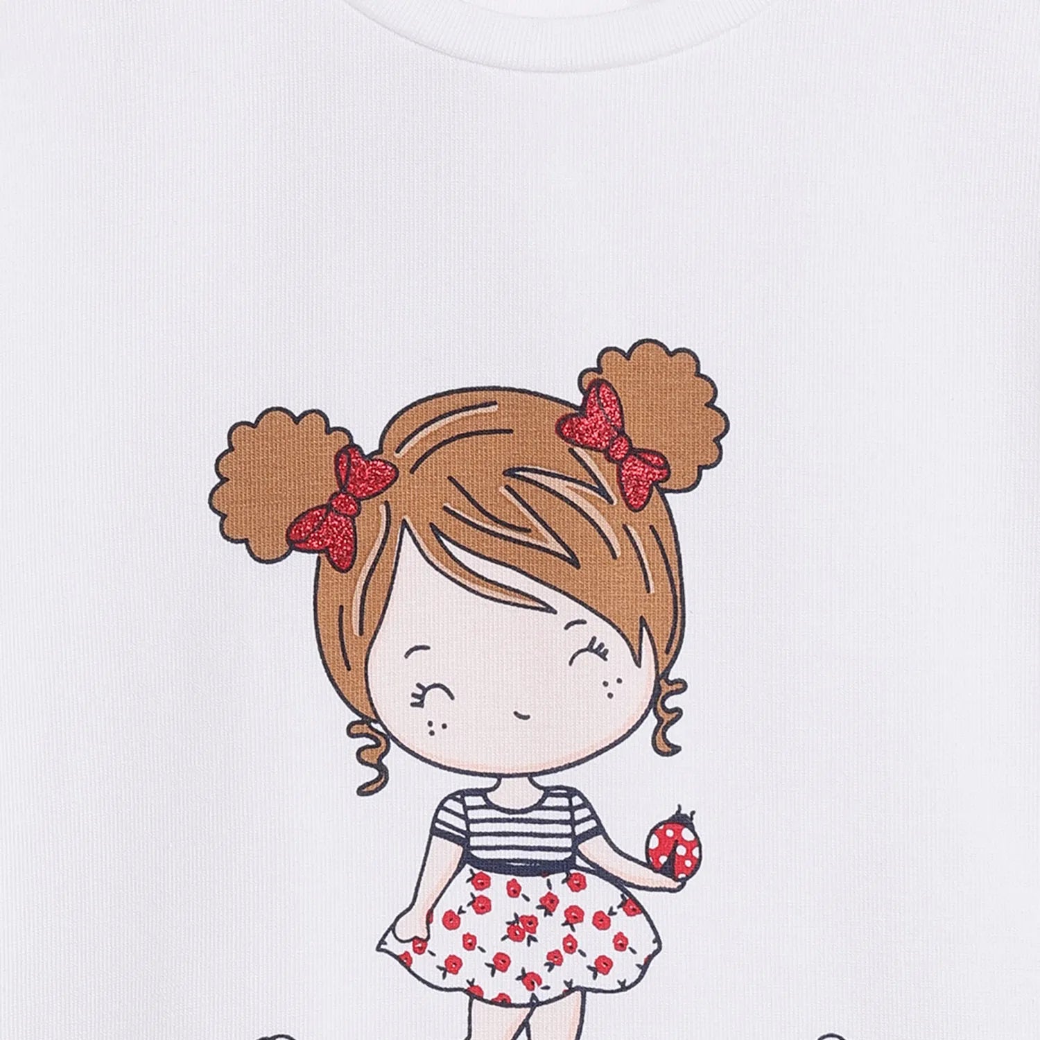 Girls White Graphic Printed T-shirt