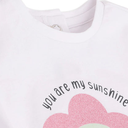Girls White Graphic Printed T-shirt
