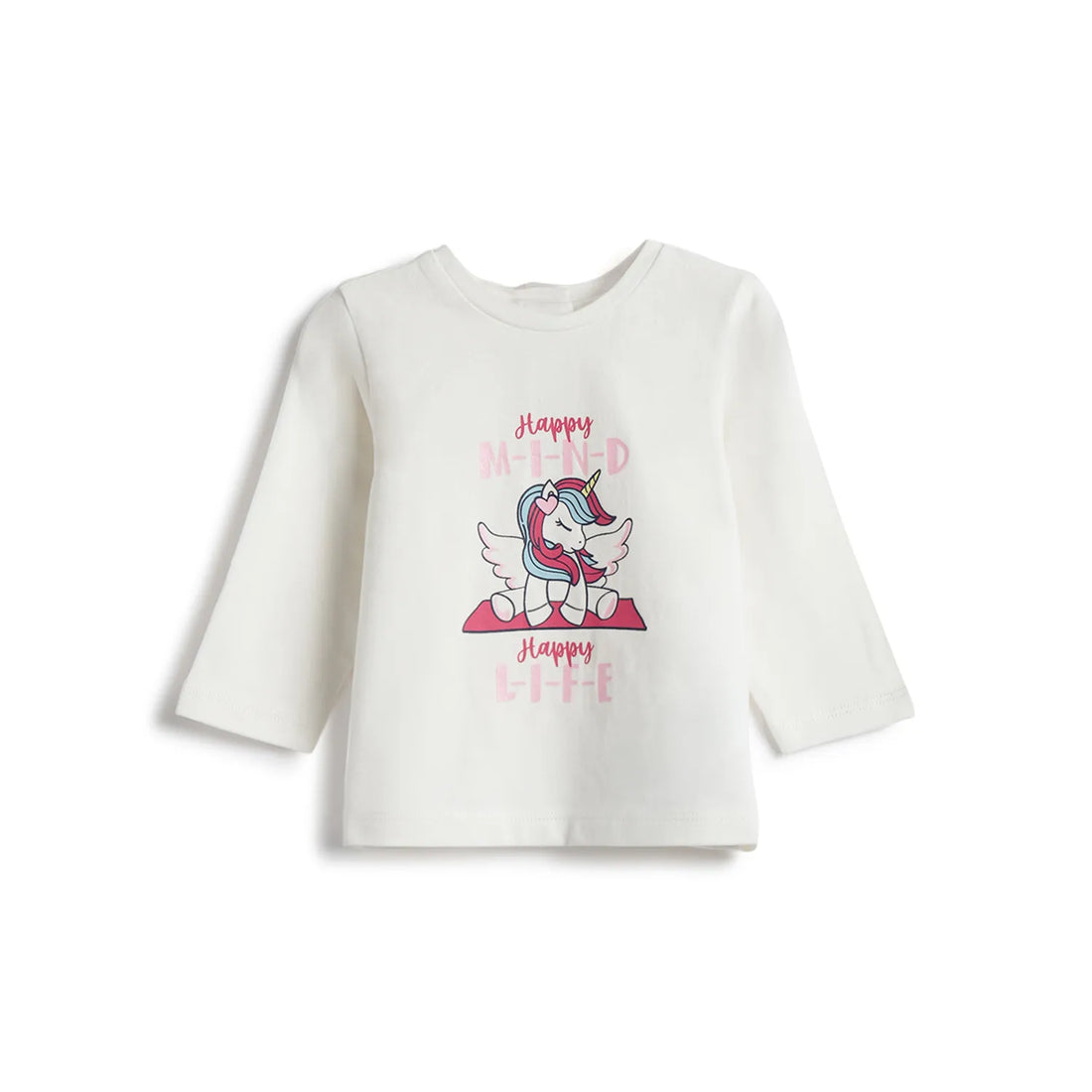 Girls White Graphic Printed T- Shirt