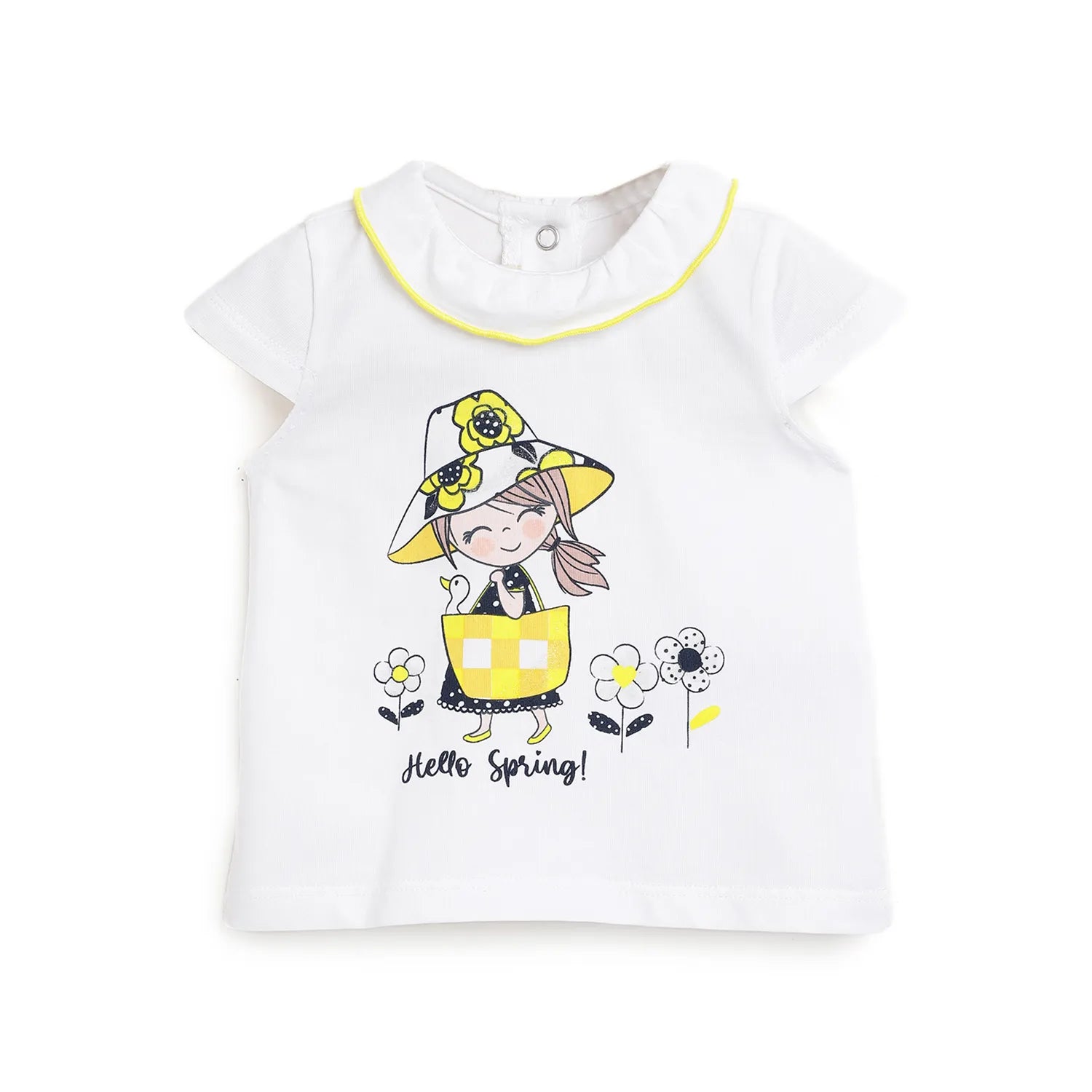 Girls White Graphic Printed Top