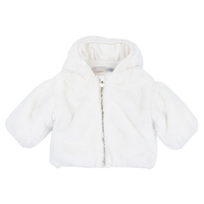 Girls White Hooded Cardigan