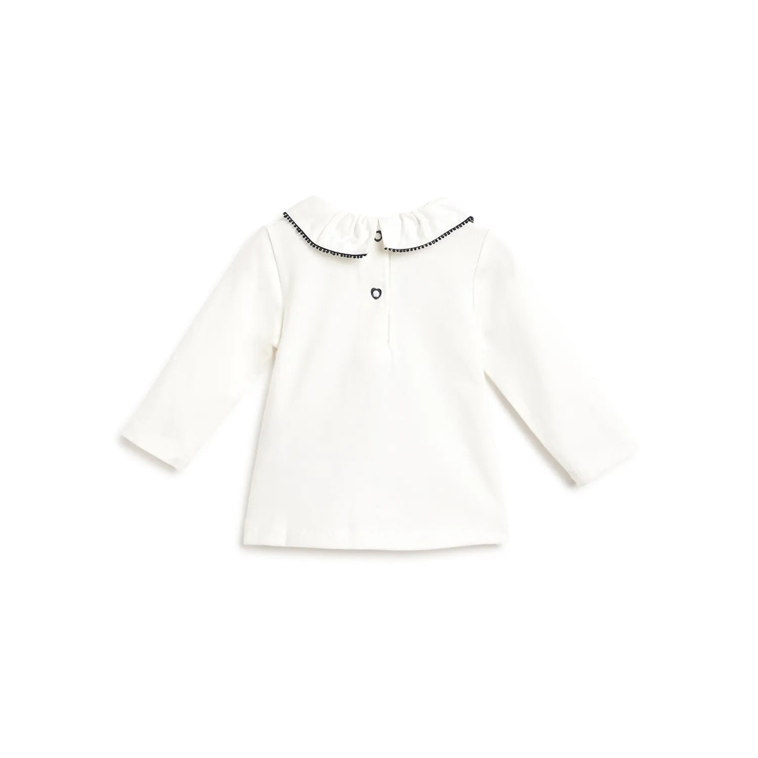 Girls White Printed Applique T-shirt