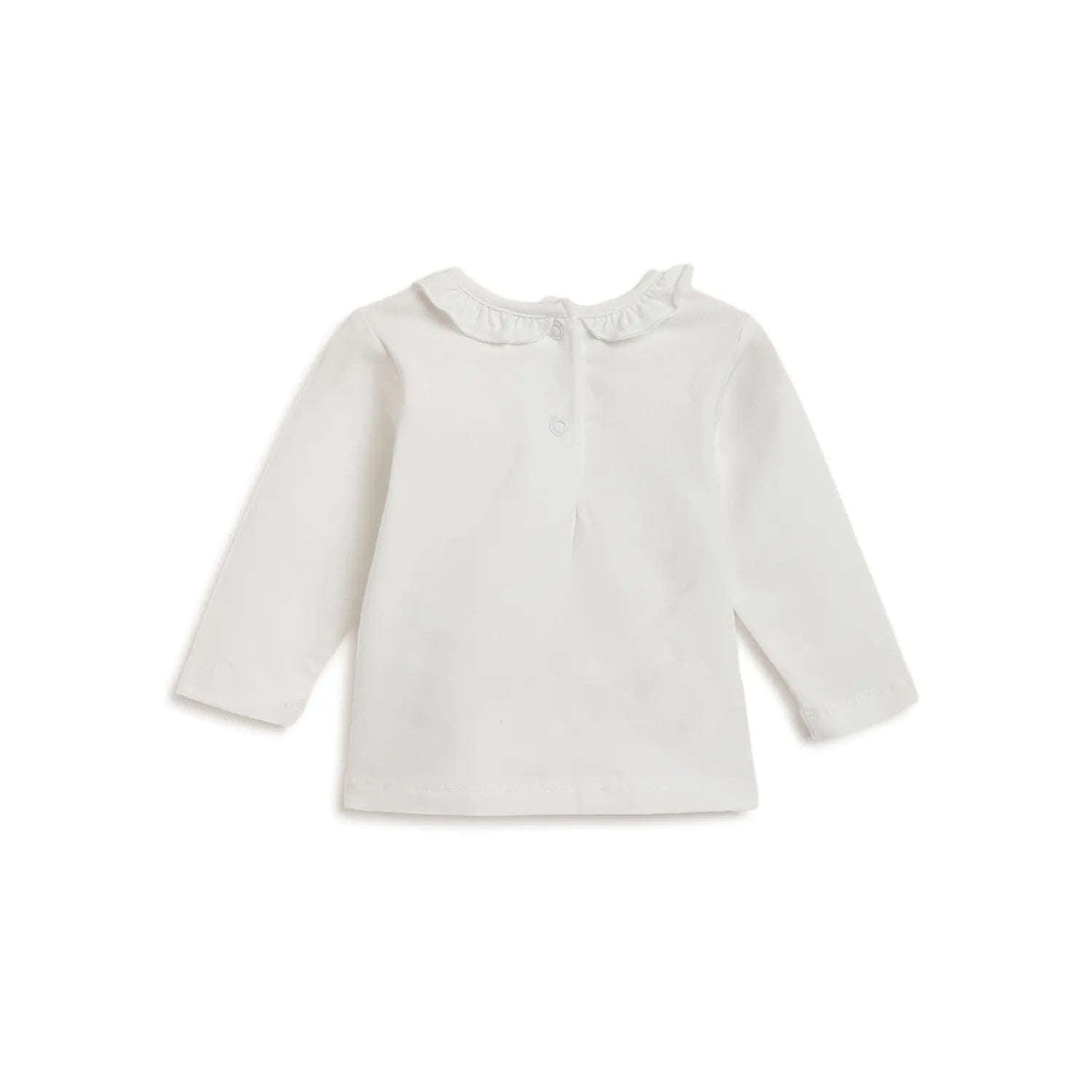 Girls White Printed Applique T-shirt