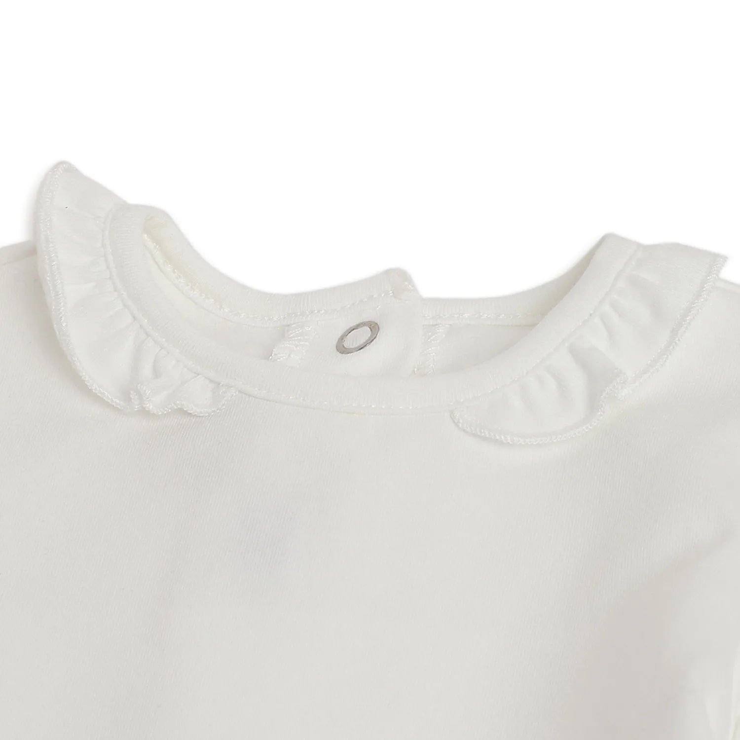 Girls White Printed Applique T-shirt