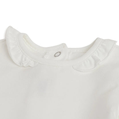 Girls White Printed Applique T-shirt