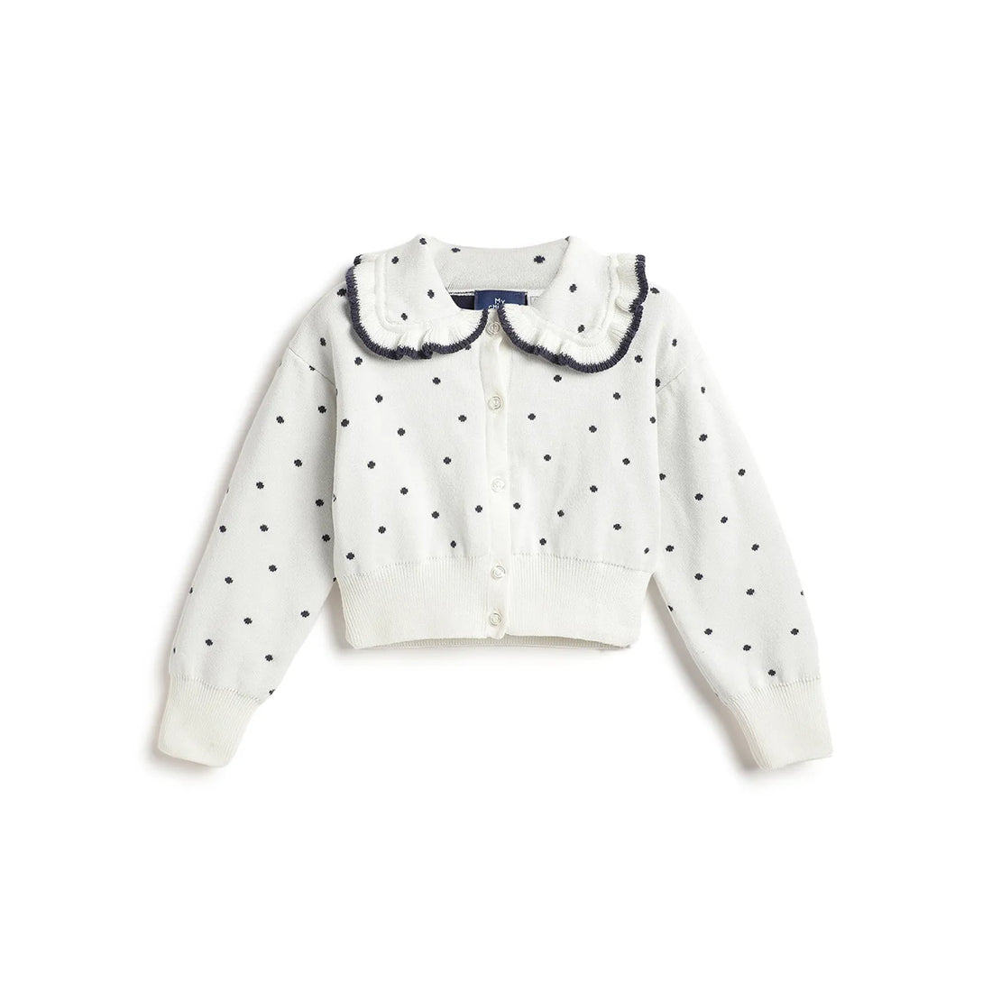 Girls White Printed Cardigan