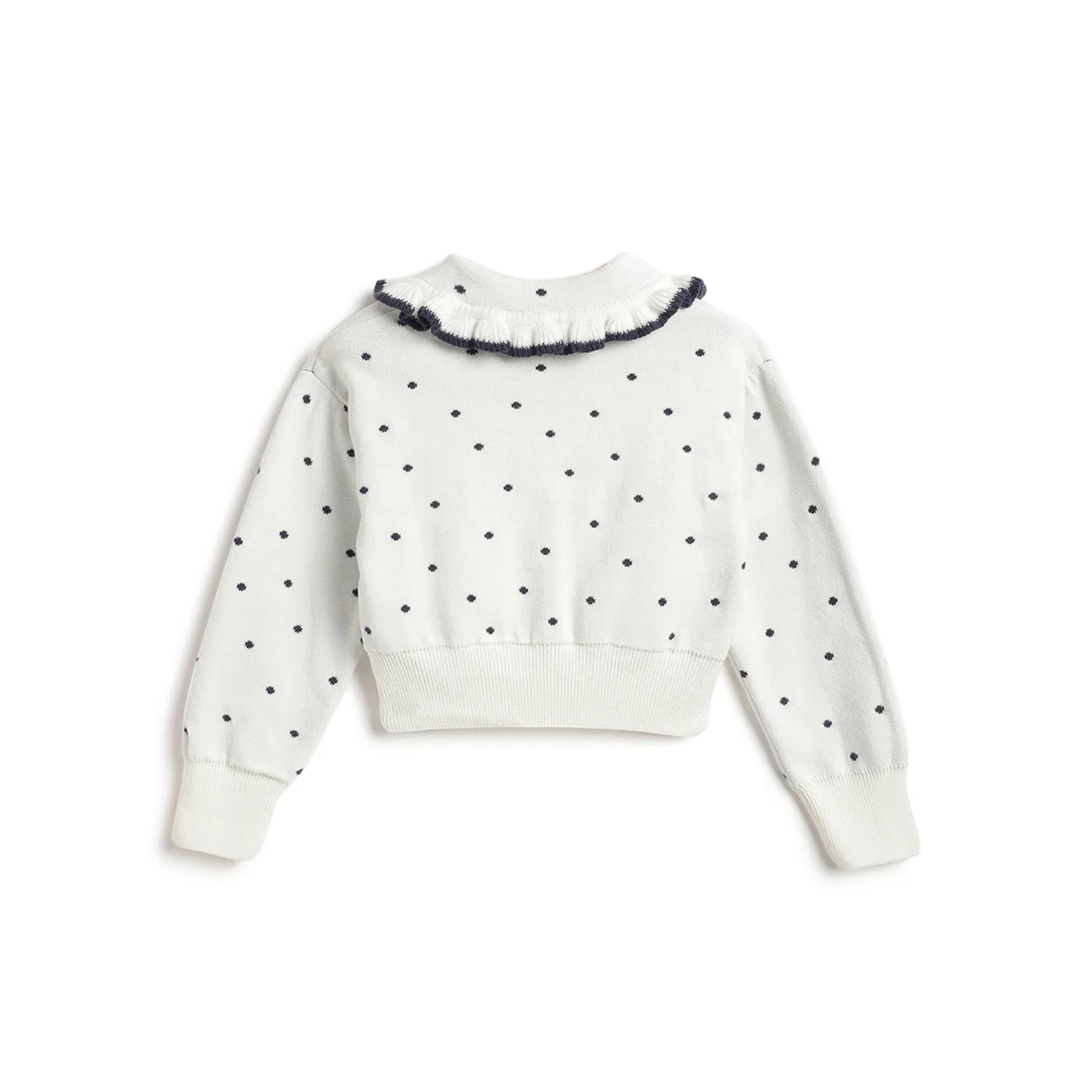 Girls White Printed Cardigan