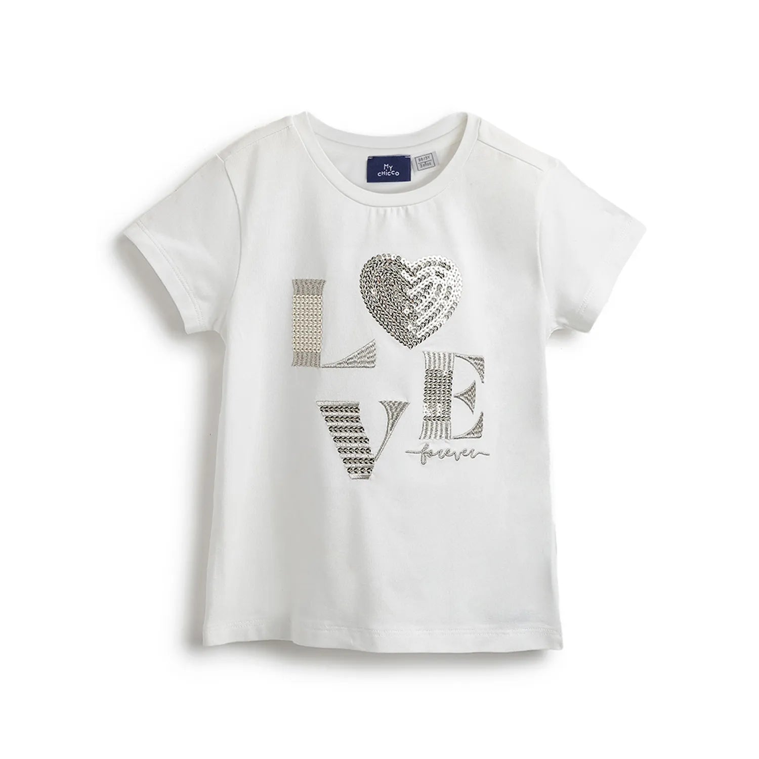 Girls White Printed Cotton T-shirt