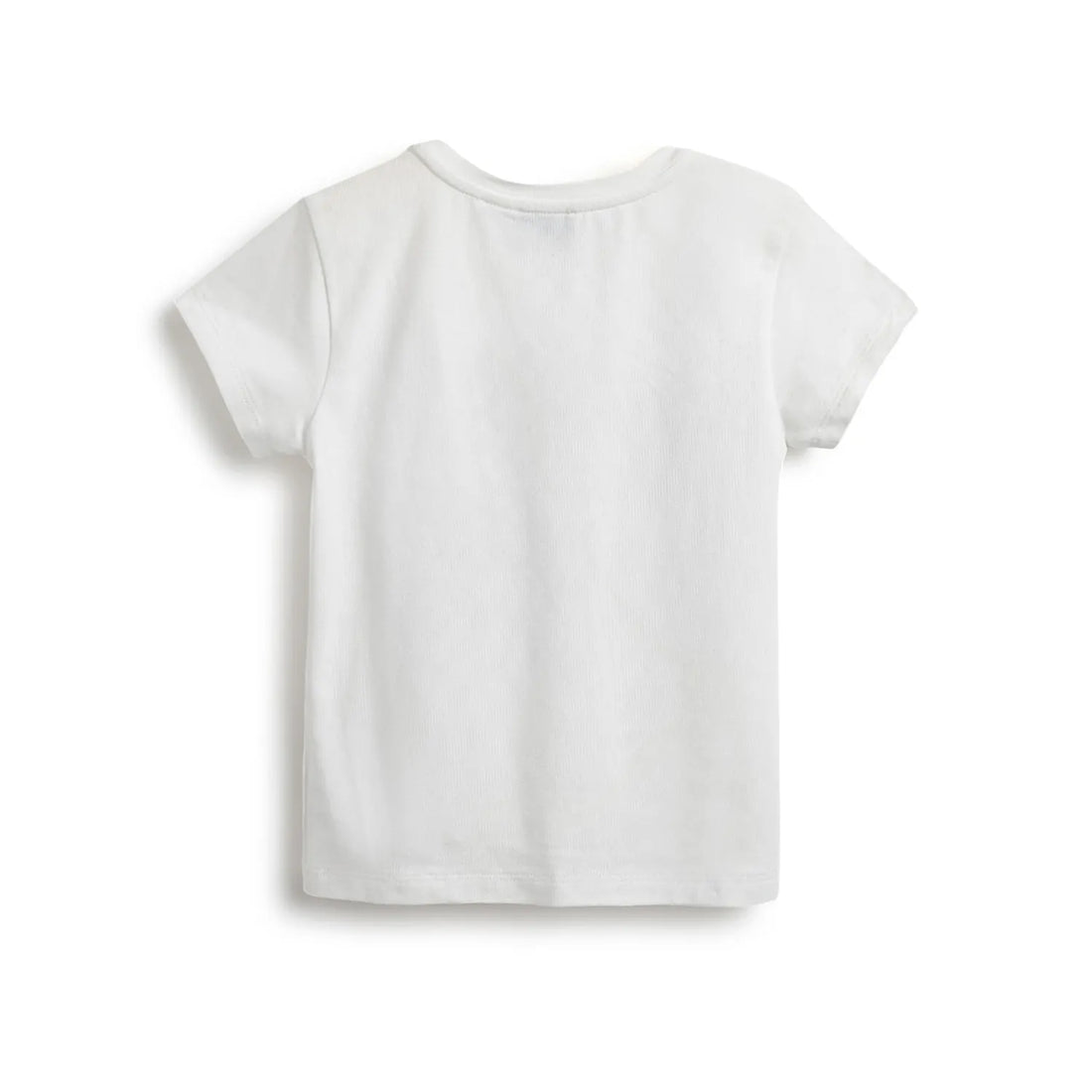 Girls White Printed Cotton T-shirt