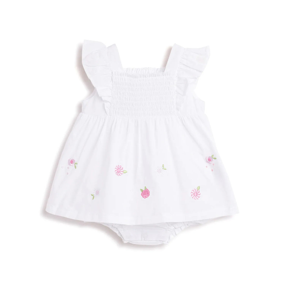 Girls White Printed Dress