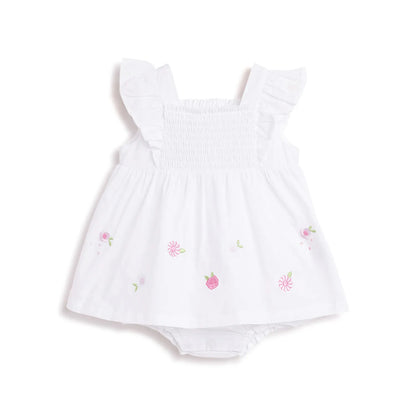 Girls White Printed Dress