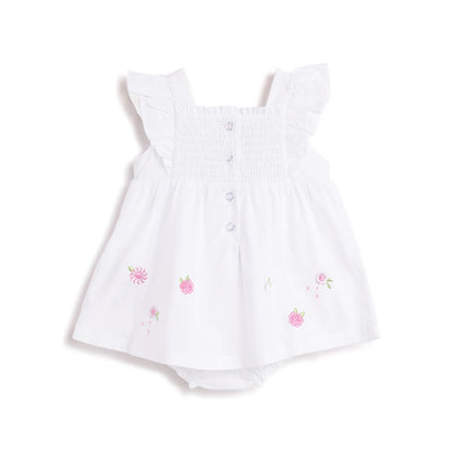 Girls White Printed Dress