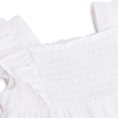 Girls White Printed Dress