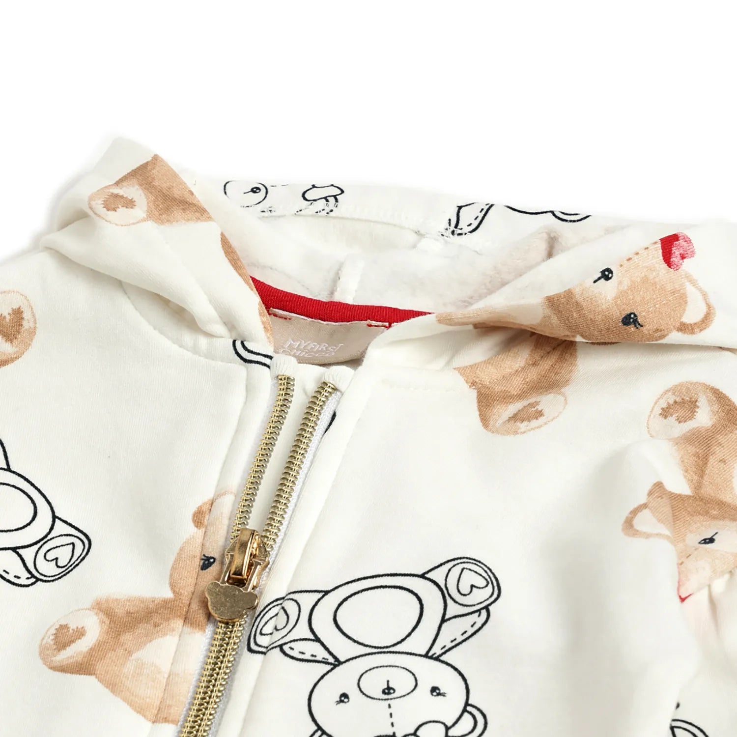 Girls White Printed Hooded Cardigan