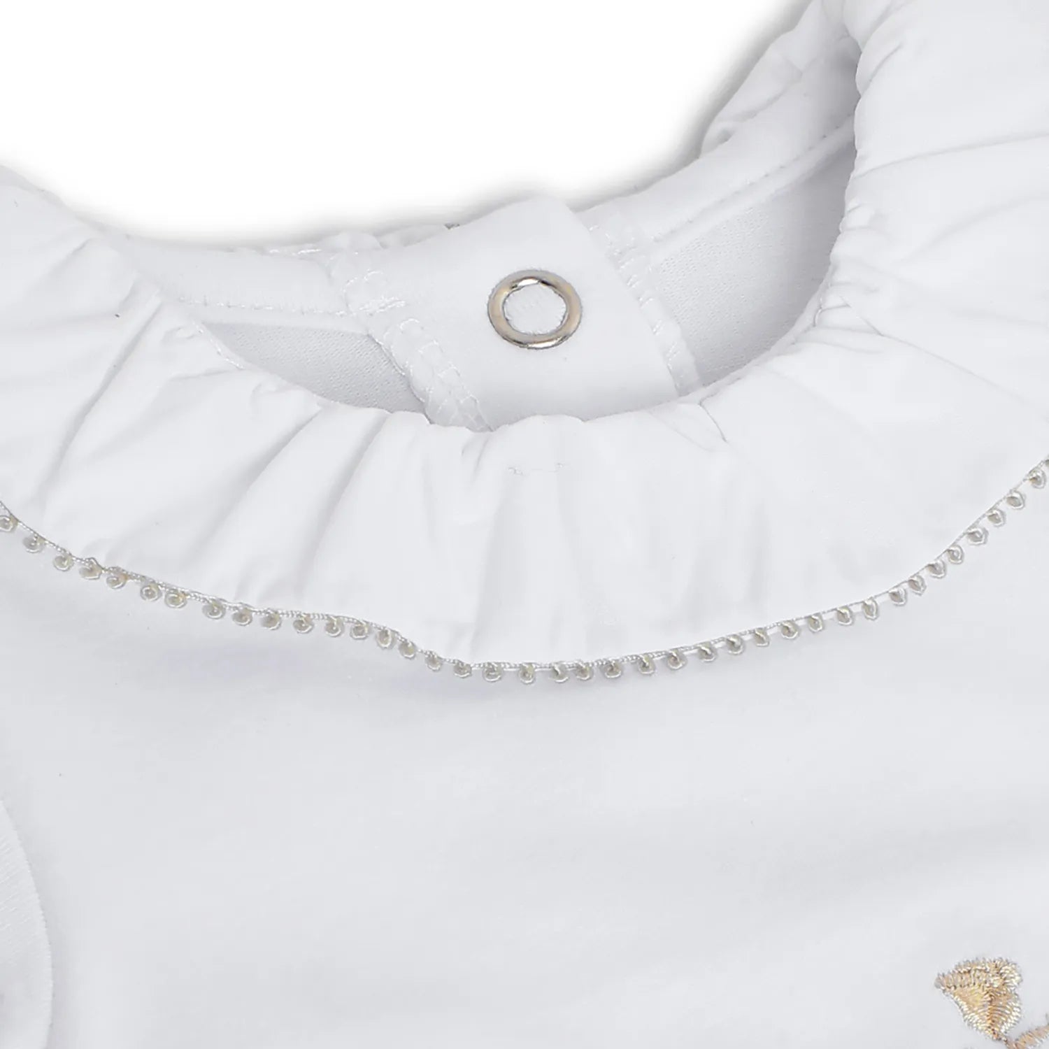 Girls White Printed Leg Opening Babysuit