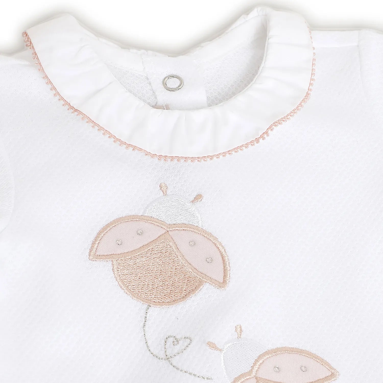 Girls White Printed Leg Opening Babysuit