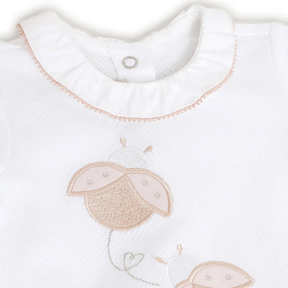 Girls White Printed Leg Opening Babysuit