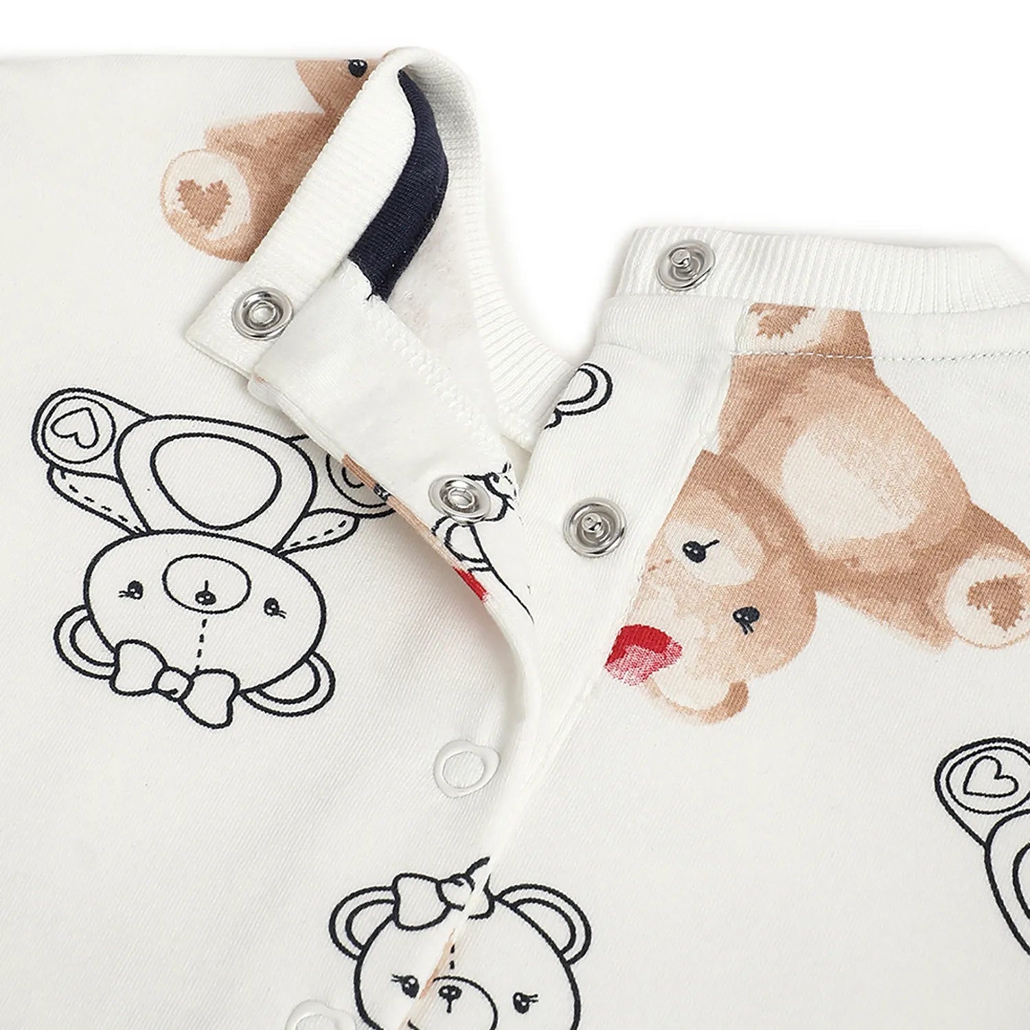 Girls White Printed Long Sleeve Dress