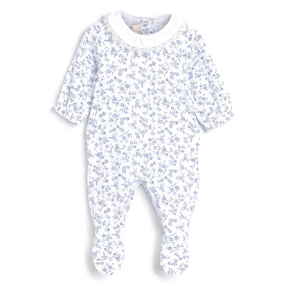 Girls White Printed Nappy Opening Babysuit