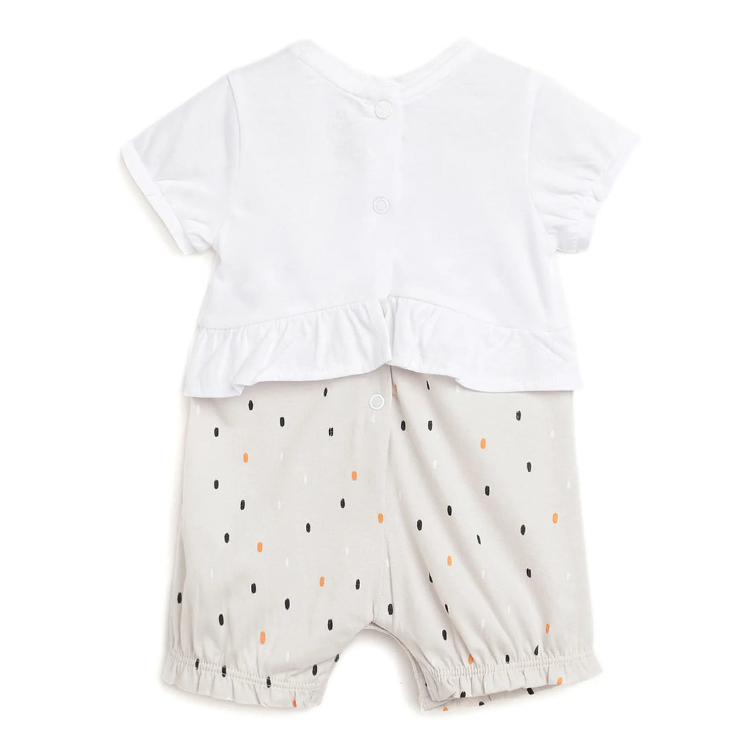 Girls White Printed Rompers