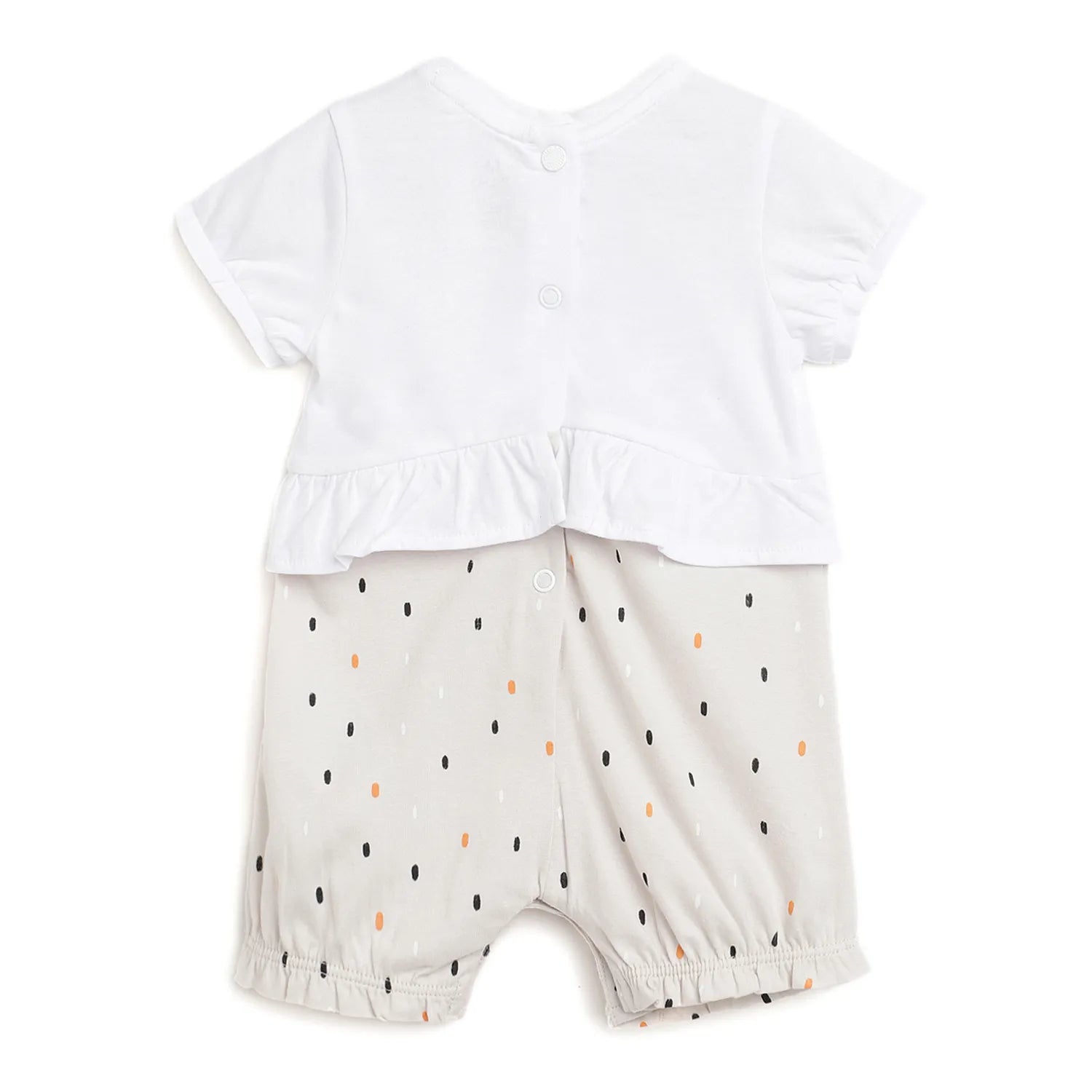 Girls White Printed Rompers